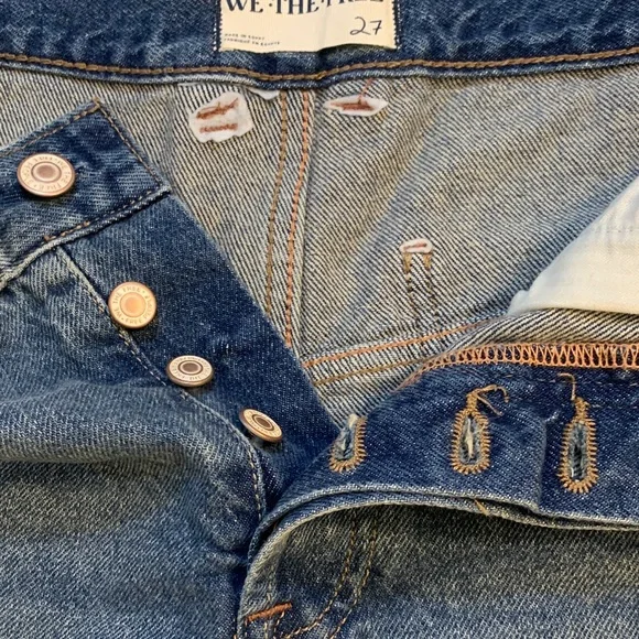 New We The Free Now or Never Denim Blue Frayed Jean Shorts Westend Size 27 - Picture 10 of 13